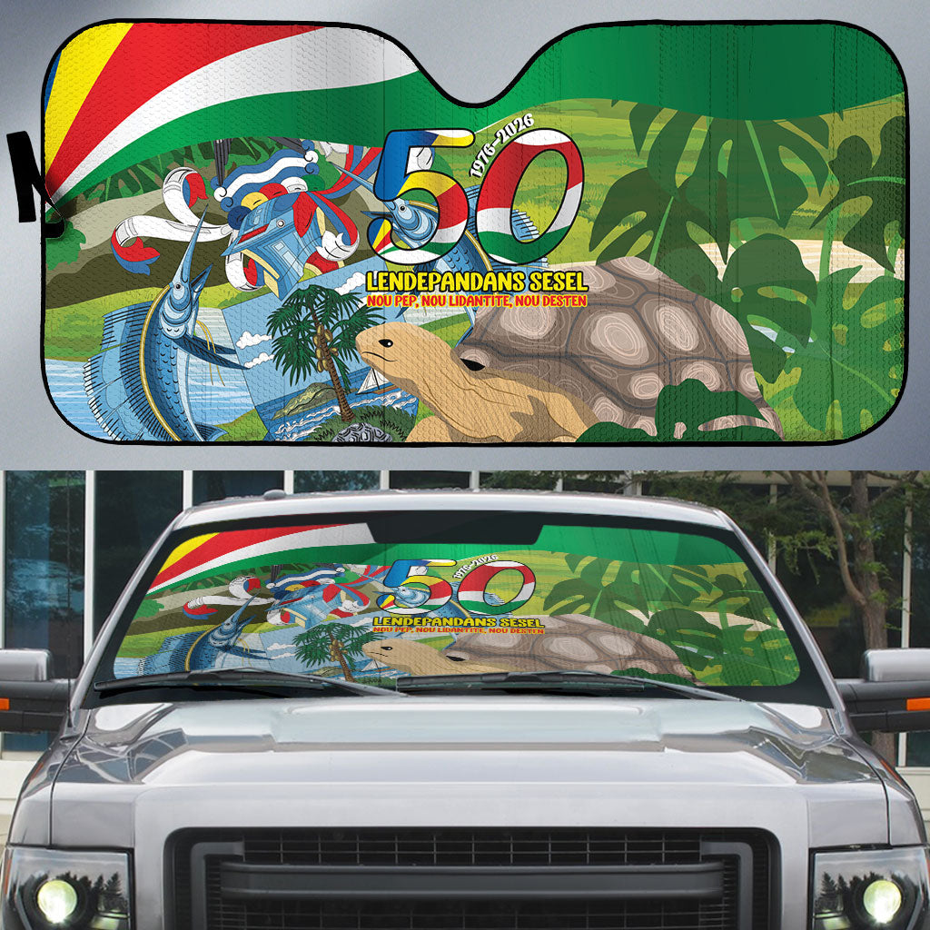Seychelles National Day Auto Sun Shade 50 Years Anniversary Lendepandans Sesel