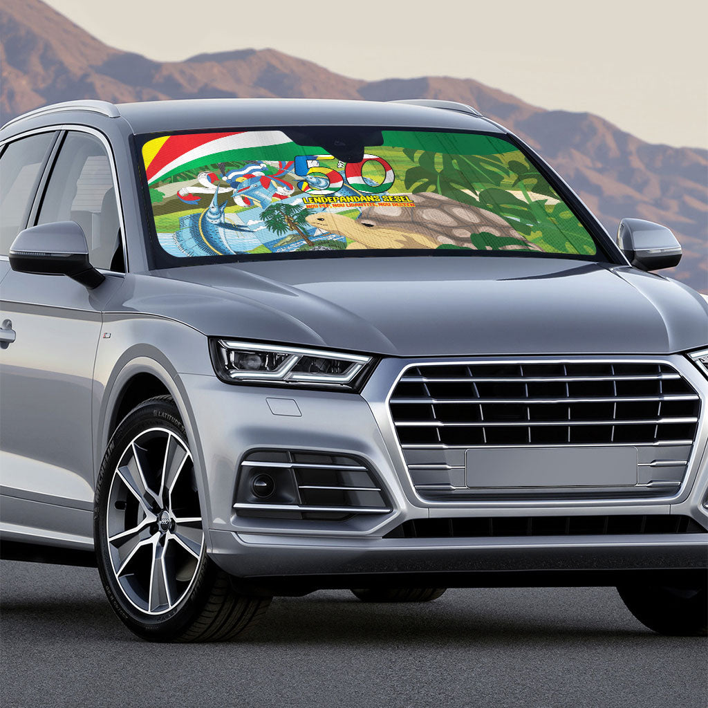 Seychelles National Day Auto Sun Shade 50 Years Anniversary Lendepandans Sesel
