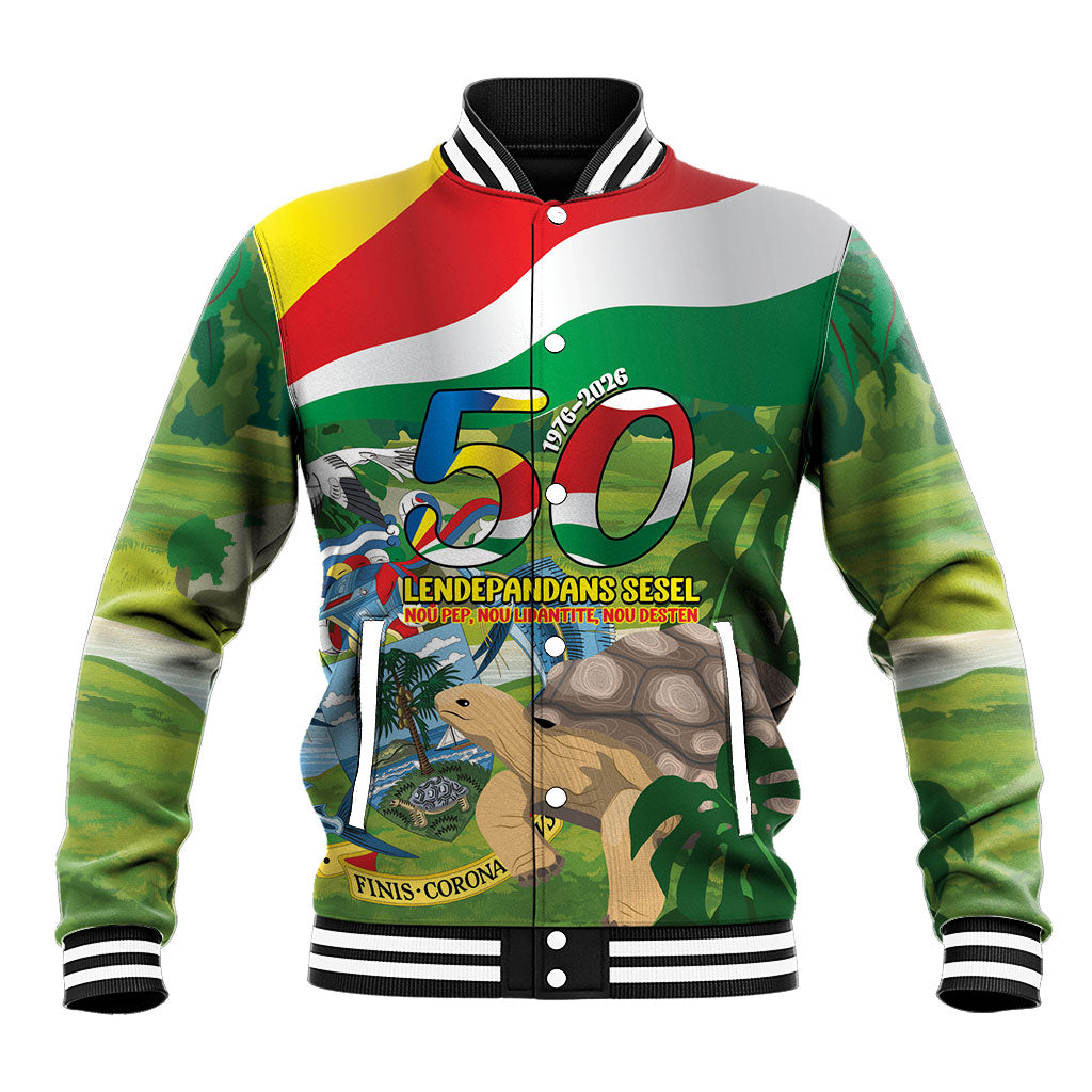 Seychelles National Day Personalized Baseball Jacket 50 Years Anniversary Lendepandans Sesel