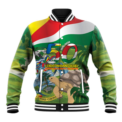 Seychelles National Day Personalized Baseball Jacket 50 Years Anniversary Lendepandans Sesel