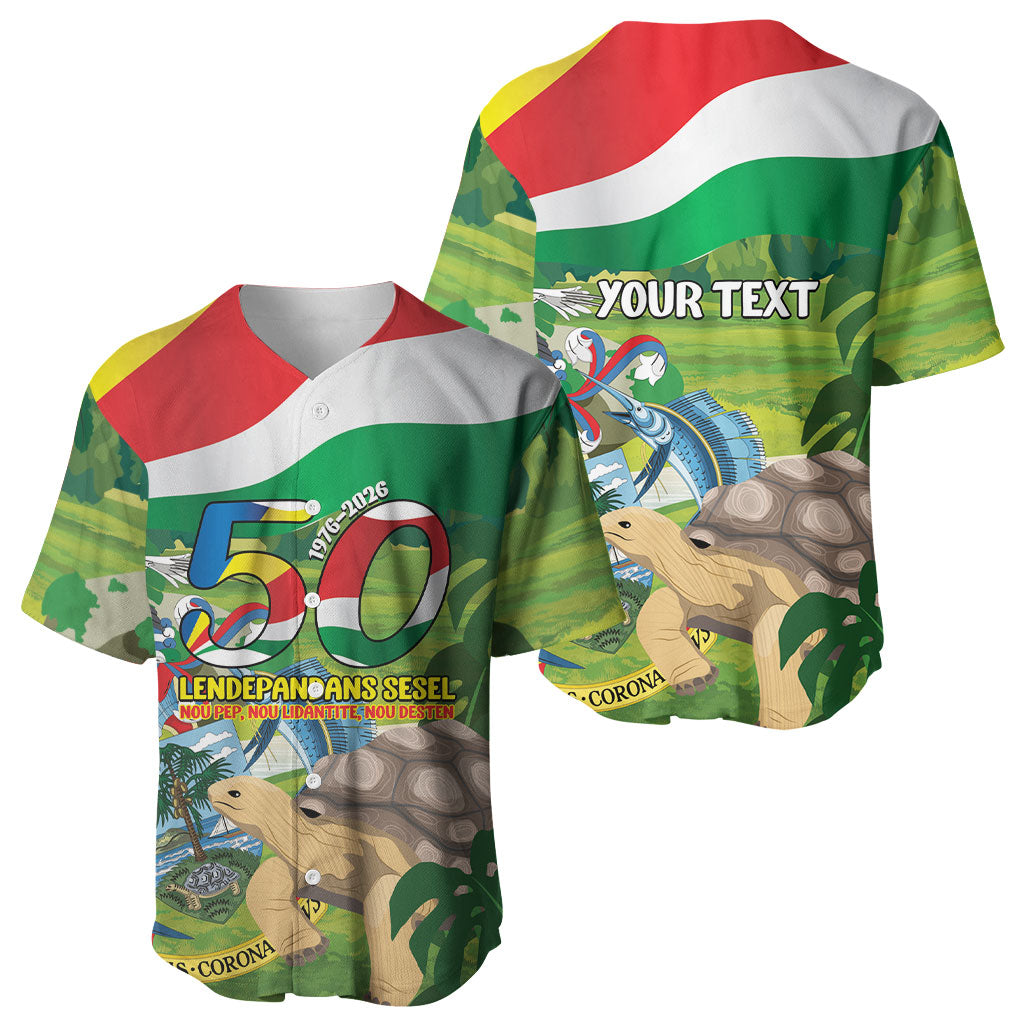 Seychelles National Day Personalized Baseball Jersey 50 Years Anniversary Lendepandans Sesel