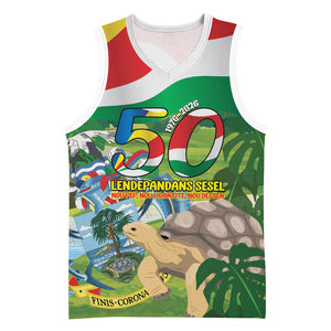 Seychelles National Day Personalized Basketball Jersey 50 Years Anniversary Lendepandans Sesel