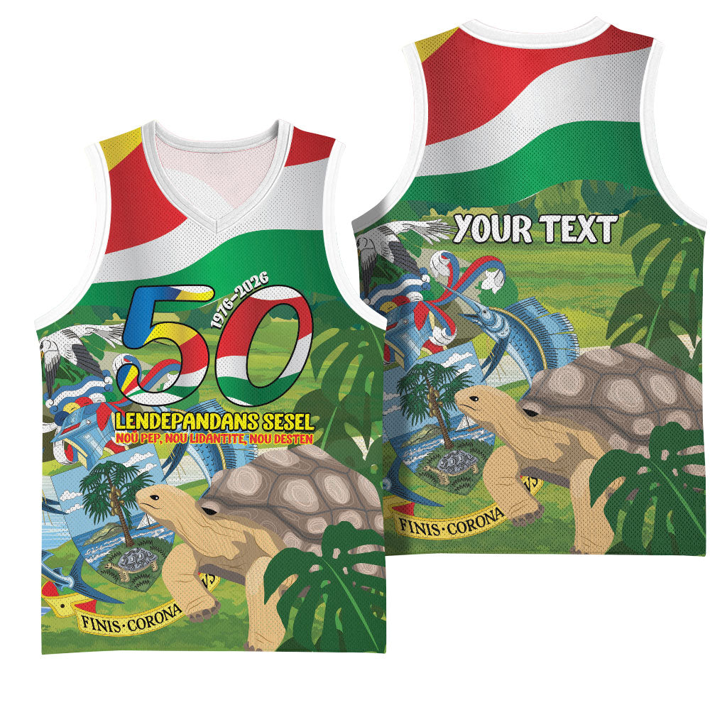 Seychelles National Day Personalized Basketball Jersey 50 Years Anniversary Lendepandans Sesel