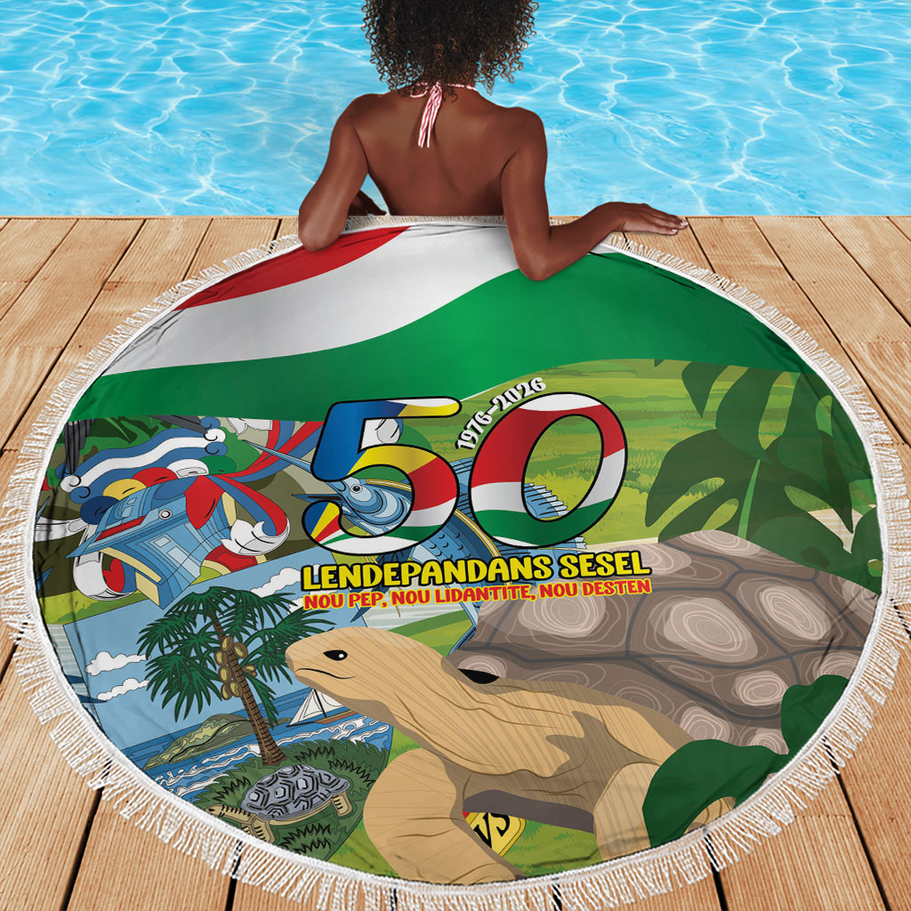 Seychelles National Day Beach Blanket 50 Years Anniversary Lendepandans Sesel