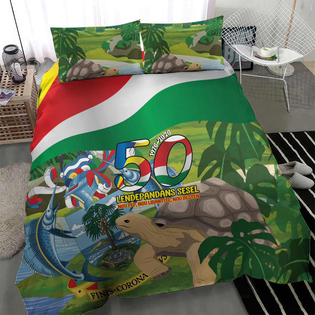 Seychelles National Day Bedding Set 50 Years Anniversary Lendepandans Sesel
