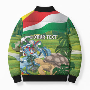 Seychelles National Day Personalized Bomber Puffer Jacket 50 Years Anniversary Lendepandans Sesel