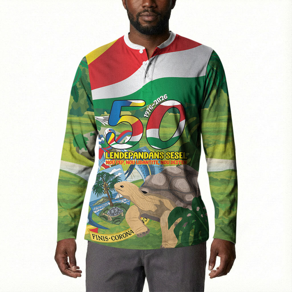 Seychelles National Day Personalized Button Sweatshirt 50 Years Anniversary Lendepandans Sesel