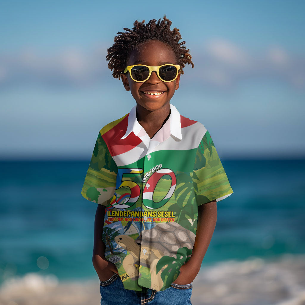 Seychelles National Day Personalized Kid Hawaiian Shirt 50 Years Anniversary Lendepandans Sesel