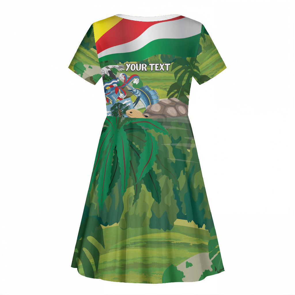 Seychelles National Day Personalized Kid Short Sleeve Dress 50 Years Anniversary Lendepandans Sesel