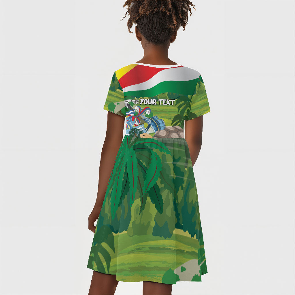 Seychelles National Day Personalized Kid Short Sleeve Dress 50 Years Anniversary Lendepandans Sesel