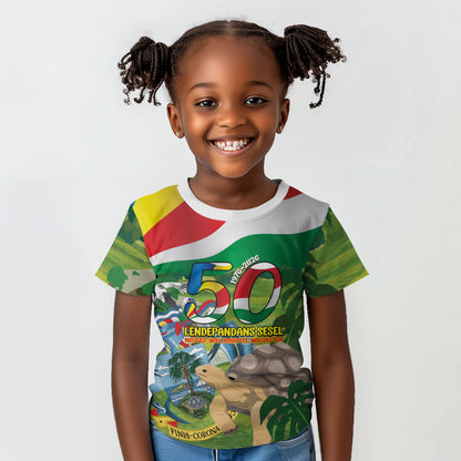 Seychelles National Day Personalized Kid T shirt 50 Years Anniversary Lendepandans Sesel