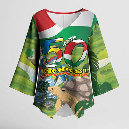 Seychelles National Day Personalized Kimono Sleeve Blouse 50 Years Anniversary Lendepandans Sesel