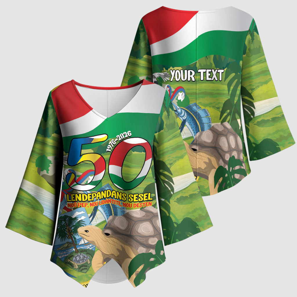 Seychelles National Day Personalized Kimono Sleeve Blouse 50 Years Anniversary Lendepandans Sesel