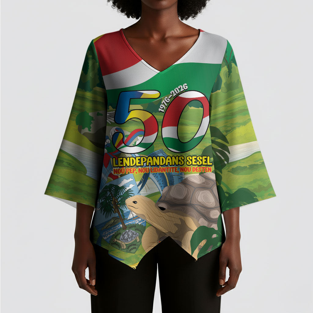 Seychelles National Day Personalized Kimono Sleeve Blouse 50 Years Anniversary Lendepandans Sesel