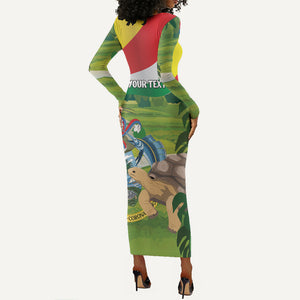 Seychelles National Day Personalized Long Sleeve Bodycon Dress 50 Years Anniversary Lendepandans Sesel