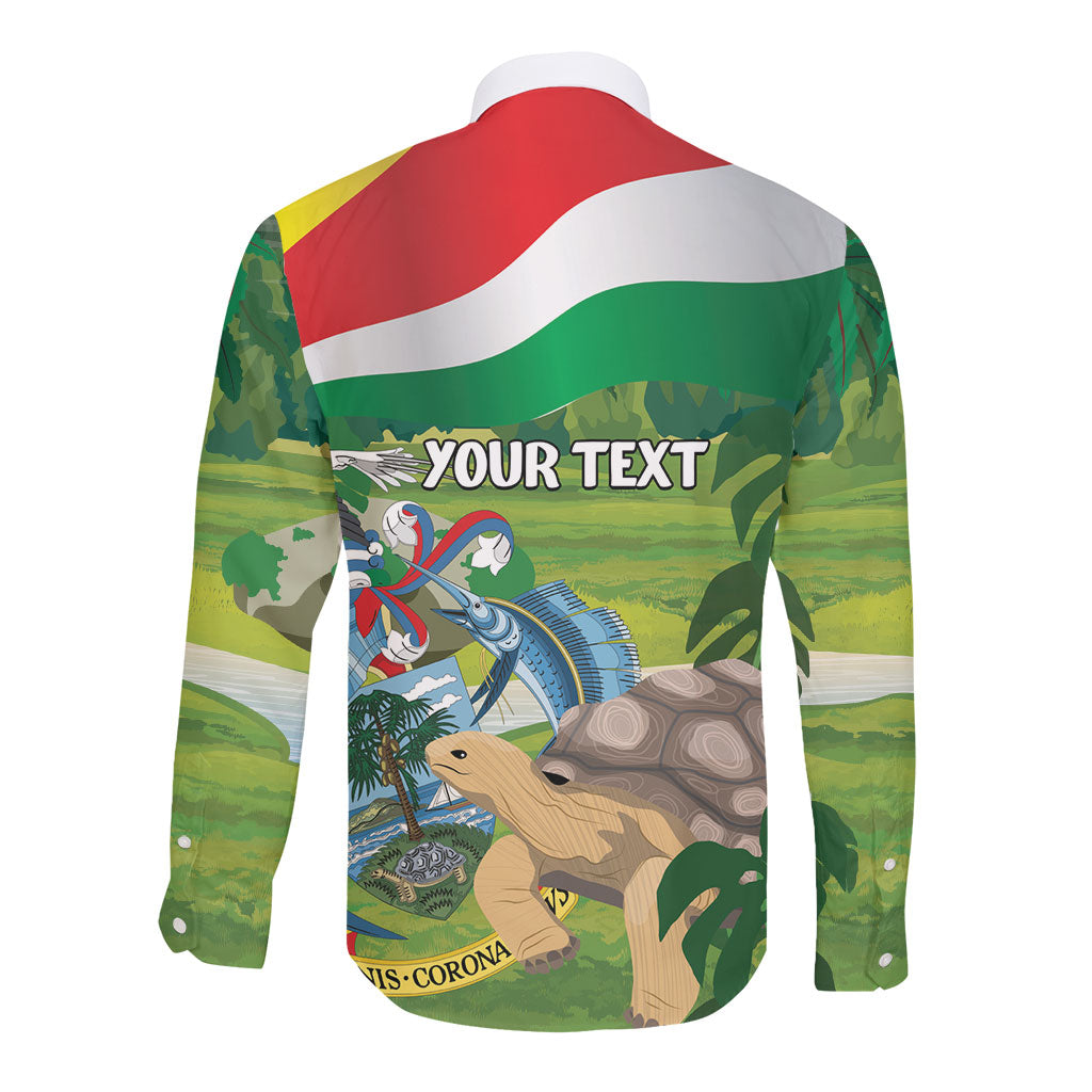 Seychelles National Day Personalized Long Sleeve Button Shirt 50 Years Anniversary Lendepandans Sesel