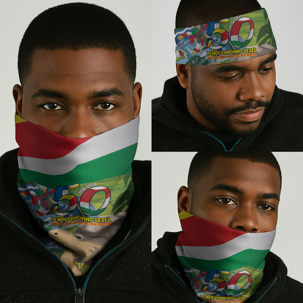 Seychelles National Day Neck Gaiter 50 Years Anniversary Lendepandans Sesel