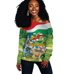 Seychelles National Day Personalized Off Shoulder Sweater 50 Years Anniversary Lendepandans Sesel