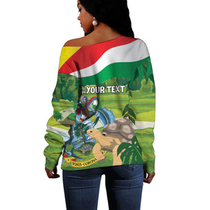 Seychelles National Day Personalized Off Shoulder Sweater 50 Years Anniversary Lendepandans Sesel