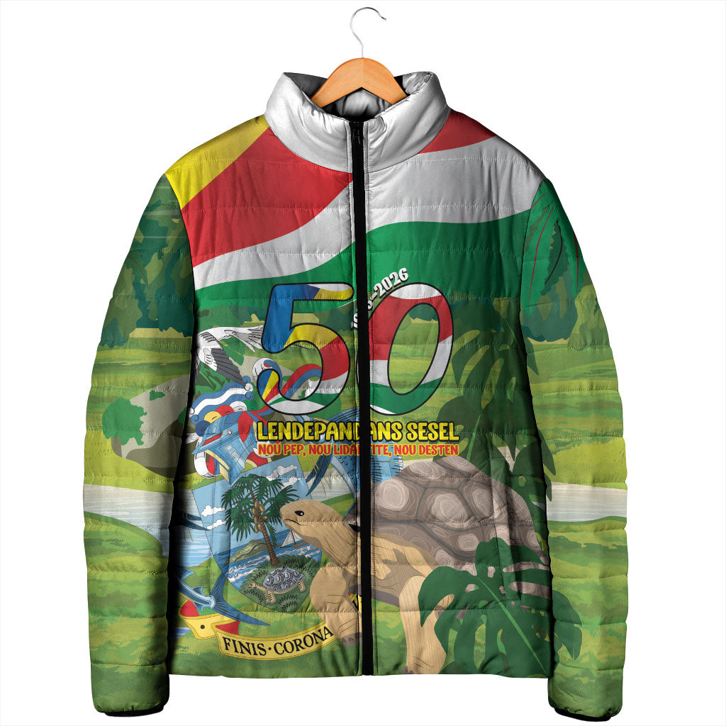 Seychelles National Day Personalized Padded Jacket 50 Years Anniversary Lendepandans Sesel