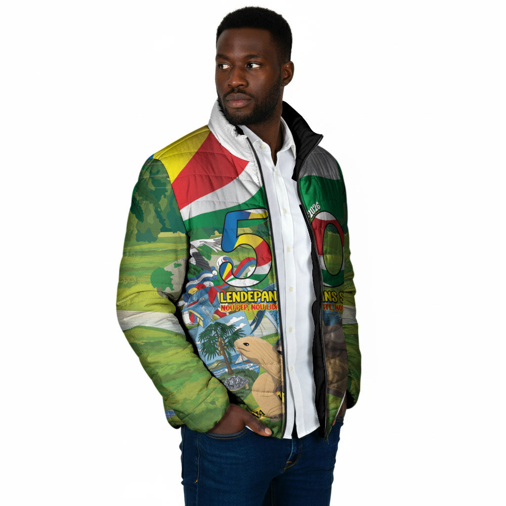 Seychelles National Day Personalized Padded Jacket 50 Years Anniversary Lendepandans Sesel