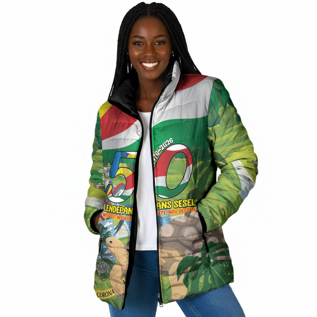 Seychelles National Day Personalized Padded Jacket 50 Years Anniversary Lendepandans Sesel