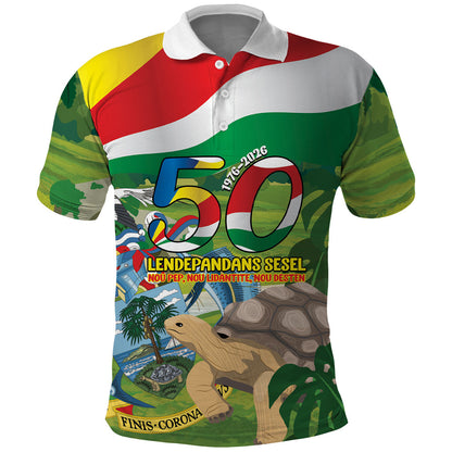 Seychelles National Day Personalized Polo Shirt 50 Years Anniversary Lendepandans Sesel