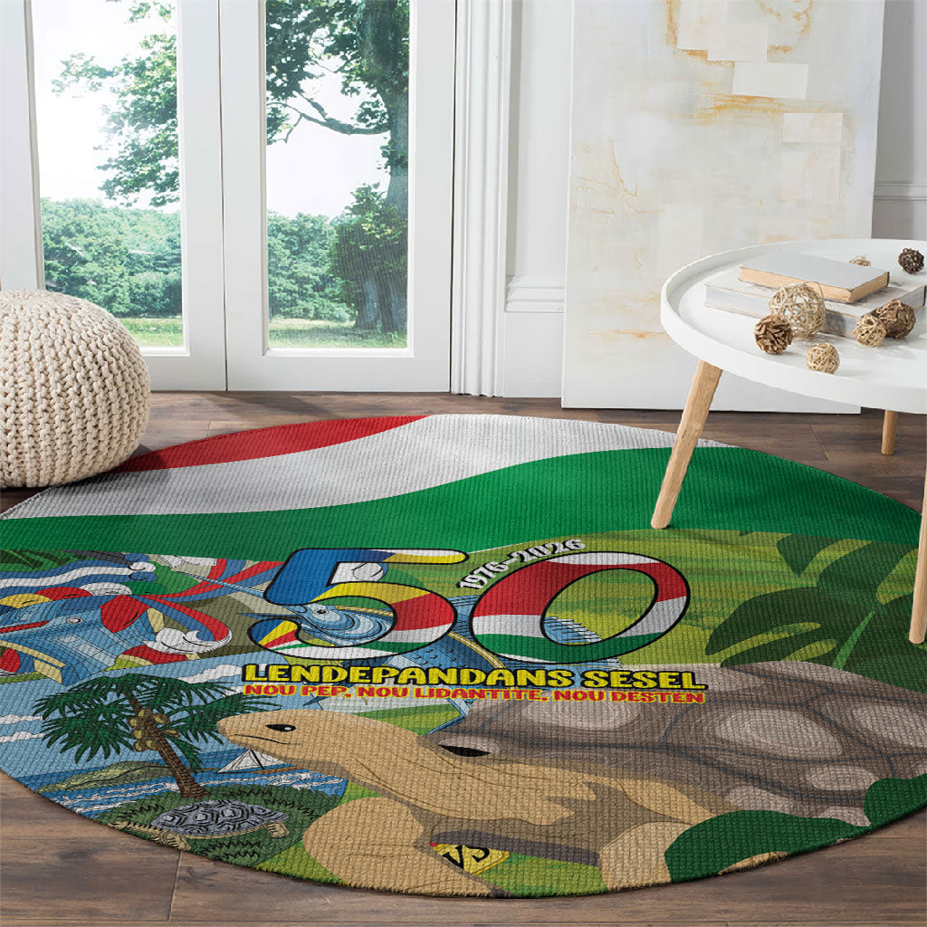 Seychelles National Day Round Carpet 50 Years Anniversary Lendepandans Sesel