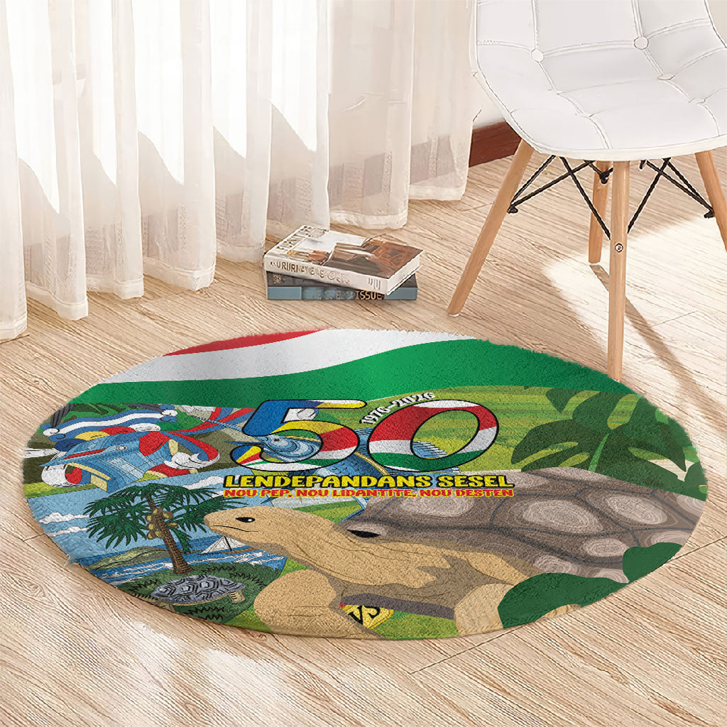Seychelles National Day Round Carpet 50 Years Anniversary Lendepandans Sesel
