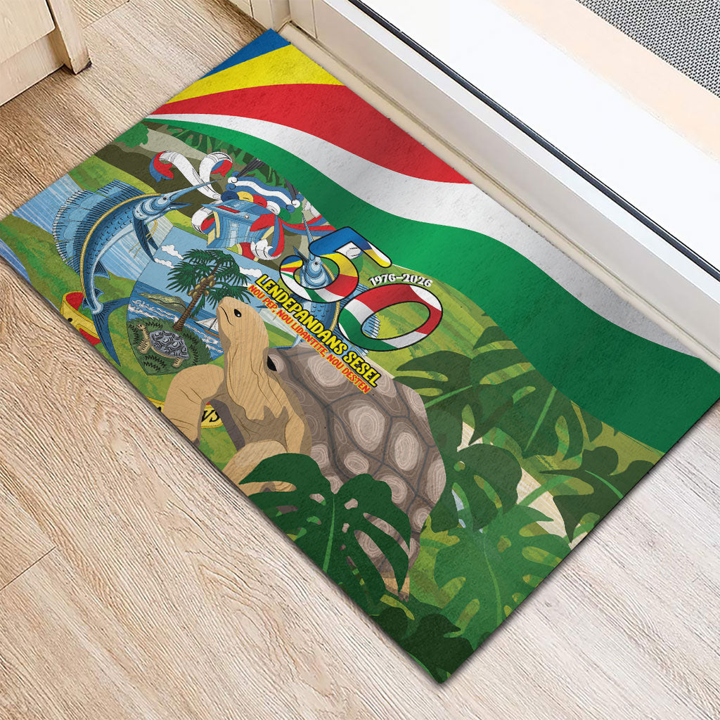 Seychelles National Day Rubber Doormat 50 Years Anniversary Lendepandans Sesel