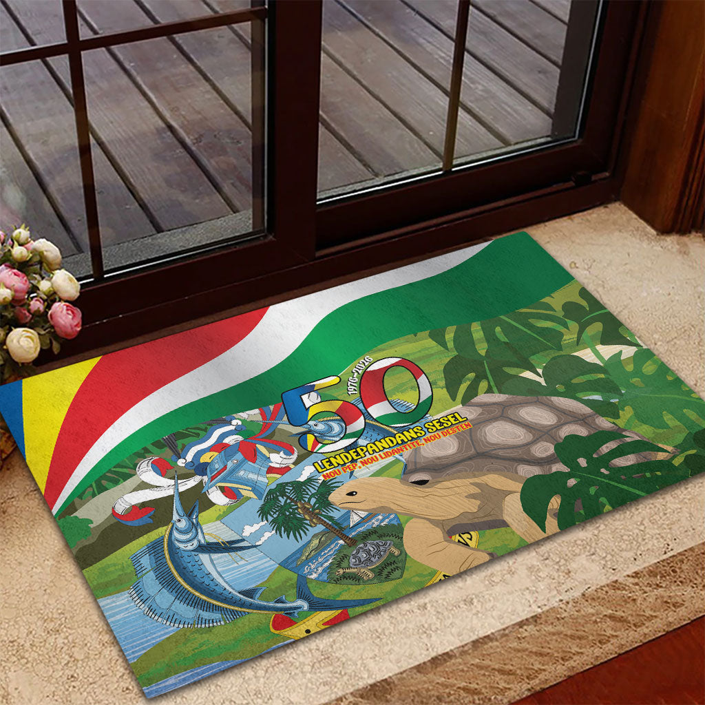 Seychelles National Day Rubber Doormat 50 Years Anniversary Lendepandans Sesel