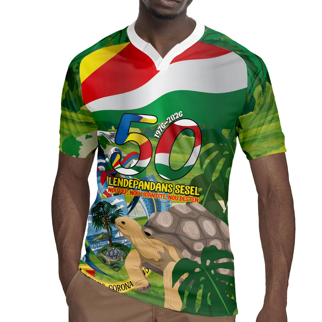 Seychelles National Day Personalized Rugby Jersey 50 Years Anniversary Lendepandans Sesel