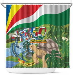 Seychelles National Day Shower Curtain 50 Years Anniversary Lendepandans Sesel