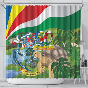 Seychelles National Day Shower Curtain 50 Years Anniversary Lendepandans Sesel