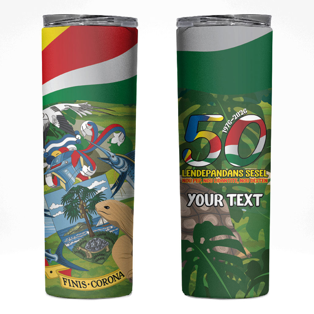 Seychelles National Day Personalized Skinny Tumbler 50 Years Anniversary Lendepandans Sesel
