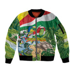 Seychelles National Day Personalized Sleeve Zip Bomber Jacket 50 Years Anniversary Lendepandans Sesel