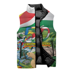 Seychelles National Day Personalized Sleeveless Puffer Jacket 50 Years Anniversary Lendepandans Sesel