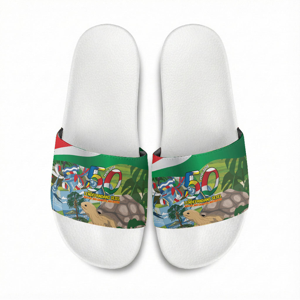 Seychelles National Day Slide Sandals 50 Years Anniversary Lendepandans Sesel