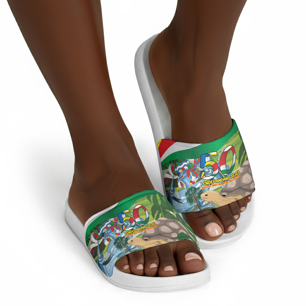 Seychelles National Day Slide Sandals 50 Years Anniversary Lendepandans Sesel