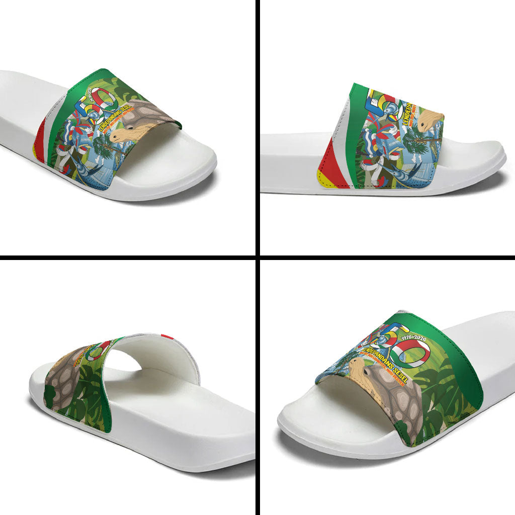 Seychelles National Day Slide Sandals 50 Years Anniversary Lendepandans Sesel