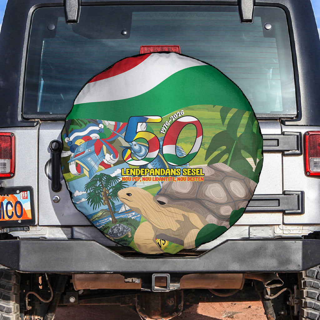Seychelles National Day Spare Tire Cover 50 Years Anniversary Lendepandans Sesel