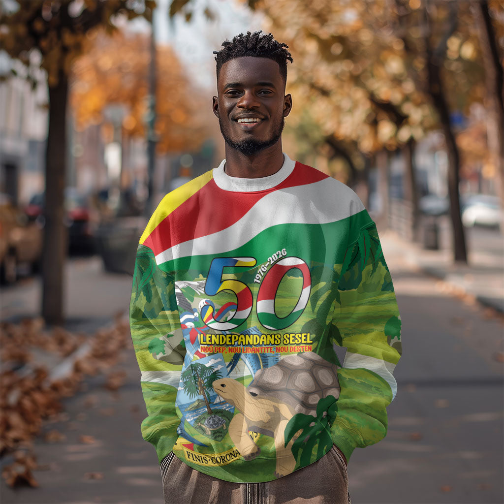 Seychelles National Day Personalized Sweatshirt 50 Years Anniversary Lendepandans Sesel