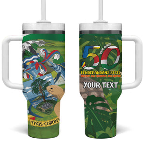 Seychelles National Day Personalized Tumbler With Handle 50 Years Anniversary Lendepandans Sesel