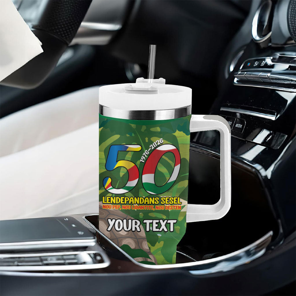 Seychelles National Day Personalized Tumbler With Handle 50 Years Anniversary Lendepandans Sesel