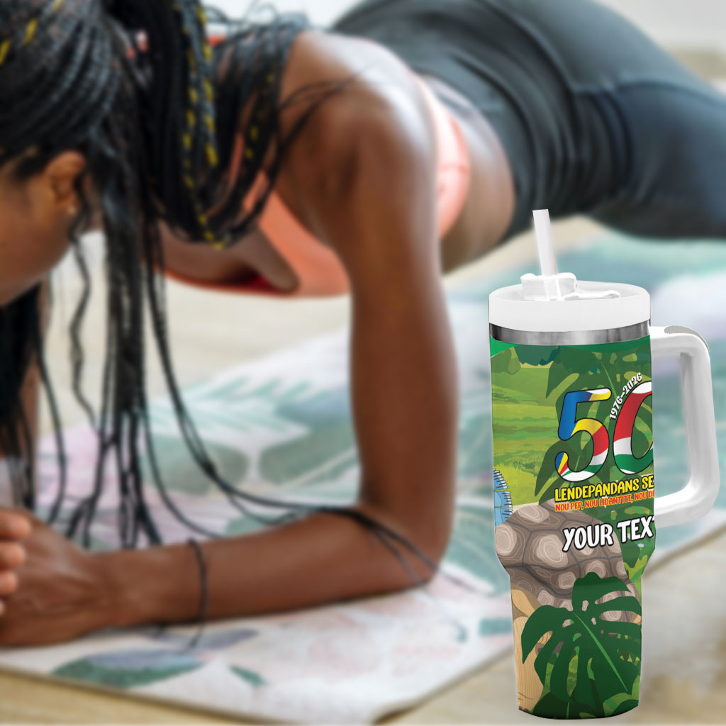Seychelles National Day Personalized Tumbler With Handle 50 Years Anniversary Lendepandans Sesel