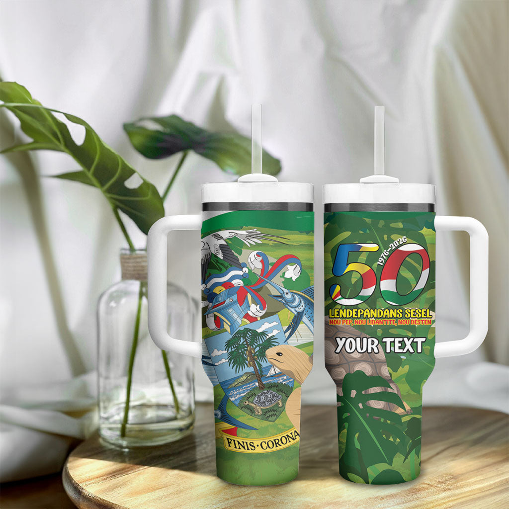 Seychelles National Day Personalized Tumbler With Handle 50 Years Anniversary Lendepandans Sesel