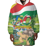 Seychelles National Day Personalized Wearable Blanket Hoodie 50 Years Anniversary Lendepandans Sesel