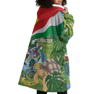 Seychelles National Day Personalized Wearable Blanket Hoodie 50 Years Anniversary Lendepandans Sesel