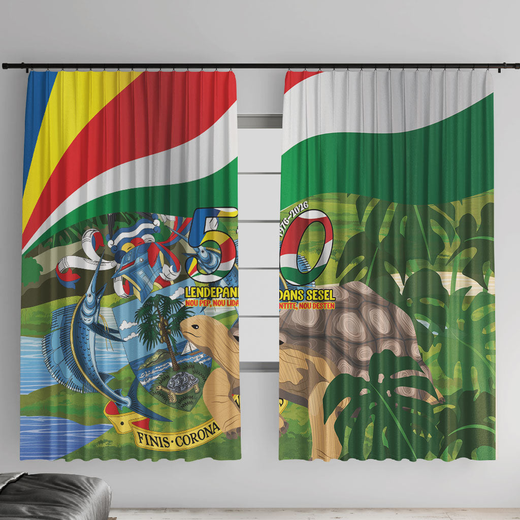Seychelles National Day Window Curtain 50 Years Anniversary Lendepandans Sesel