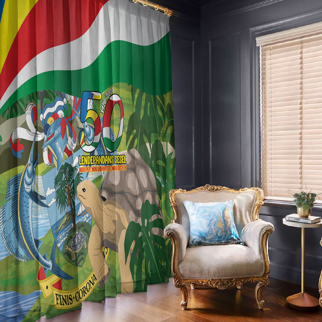 Seychelles National Day Window Curtain 50 Years Anniversary Lendepandans Sesel